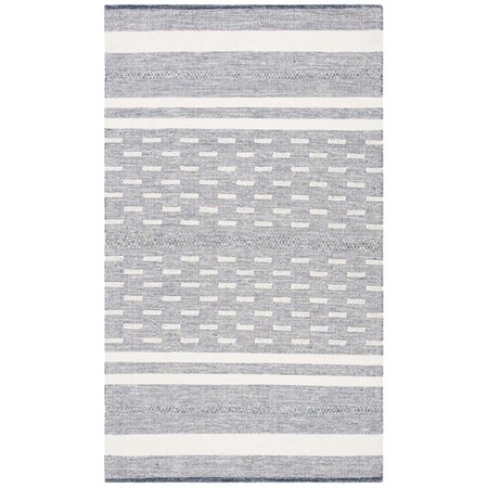 Safavieh 5 x 8 ft. Striped Kilim Contemporary Rectangle Hand Woven Rug Navy & Ivory STK515N-5
